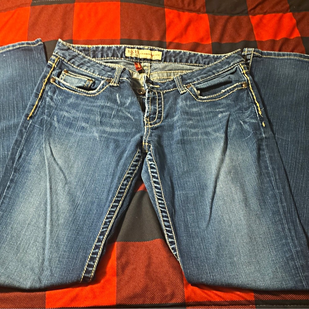 BKE Womens Blue Medium Wash Bootcut Denim Jeans, Stretch 5-Pocket 31 X 35.5